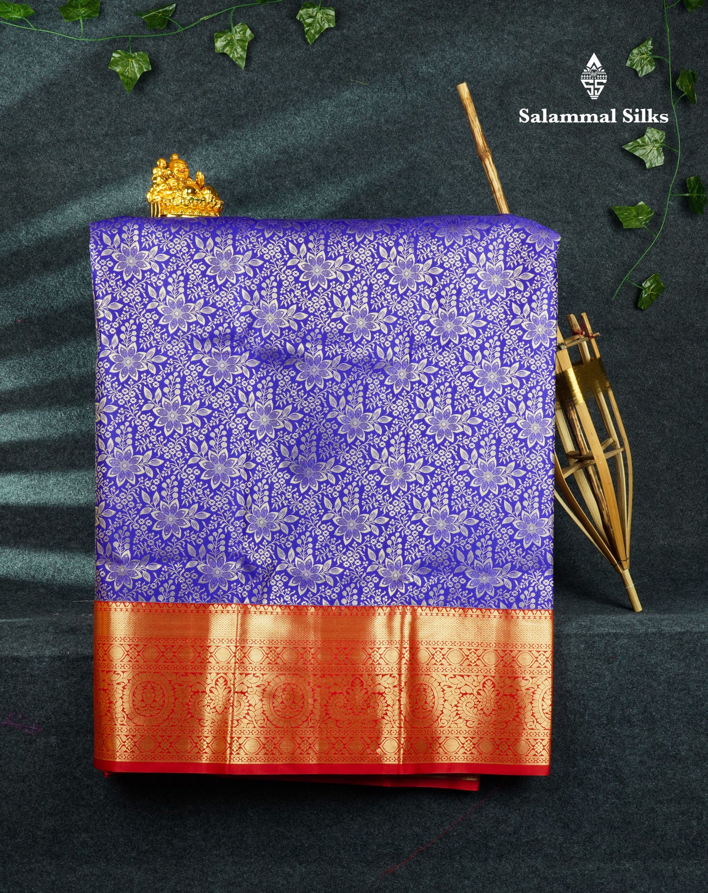 Semi Silk Pattu Pavadai (Violet) With Red Blouse 44"