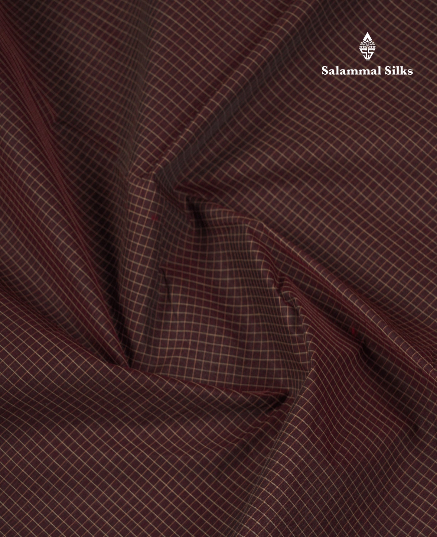 Beautiful Cream Sandal Small Checks Pure Cotton Saree With Contrast Brown Traditional Rettapet & Temple Border