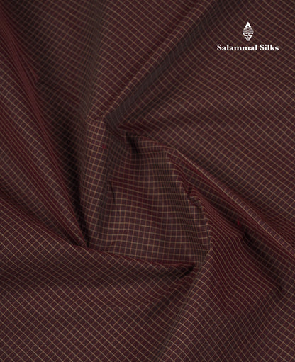 Beautiful Cream Sandal Small Checks Pure Cotton Saree With Contrast Brown Traditional Rettapet & Temple Border