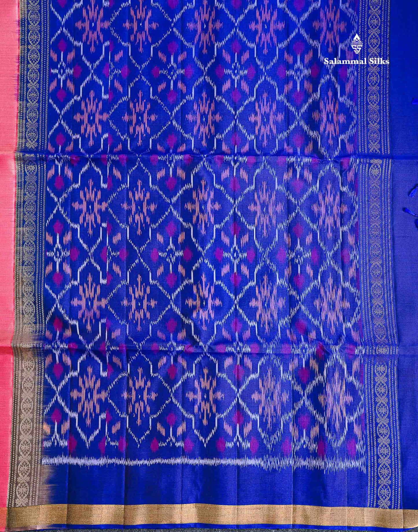 Pure Mix Soft Silk Saree - Blueish Grey Colour Body With Contrast Royal Blue Blouse