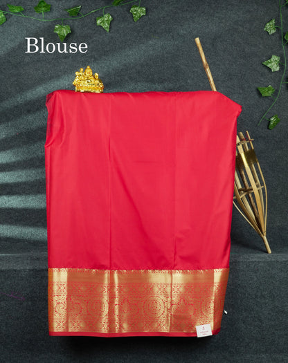 Semi Silk Pattu Pavadai (Violet) With Red Blouse 44"