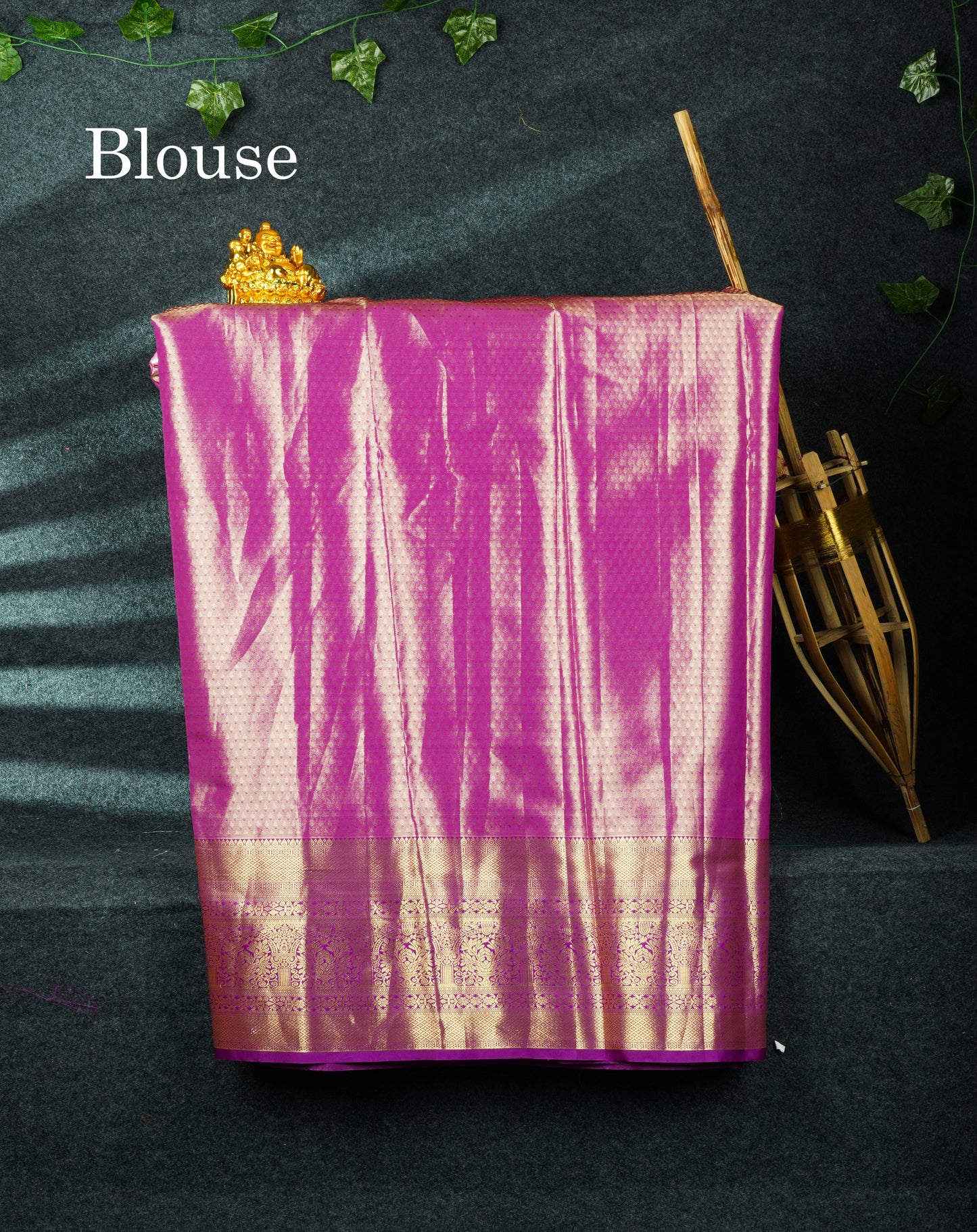 Semi Silk Pattu Pavadai (Manthulir Green) With Purple Blouse 44"
