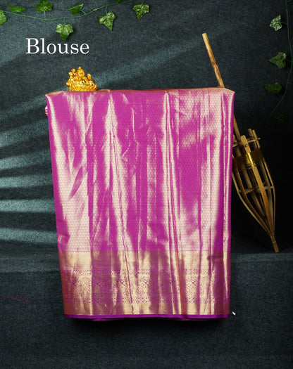 Semi Silk Pattu Pavadai (Manthulir Green) With Purple Blouse 44"