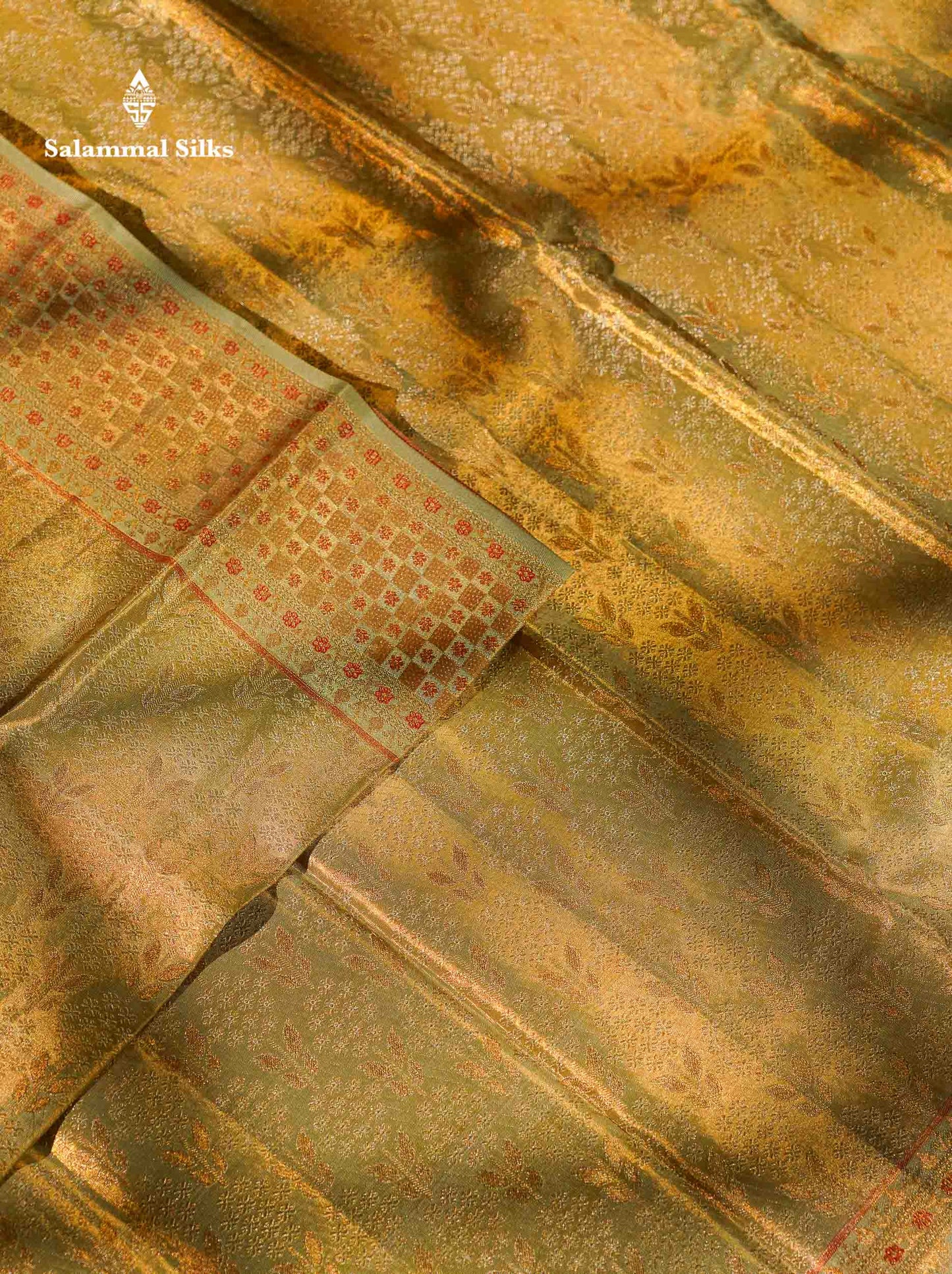 Beautiful Elaichi Green Tissue Bridal Pure Kanjivaram Silk Saree With Fancy Forest Theme Based Fancy Border