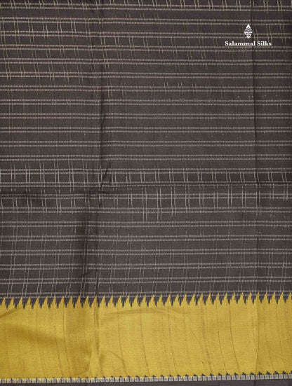 Semi Tussar Saree - Yellow Colour Body With Contrast Maroon Border