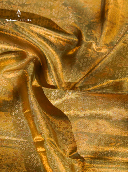 Beautiful Elaichi Green Tissue Bridal Pure Kanjivaram Silk Saree With Fancy Forest Theme Based Fancy Border