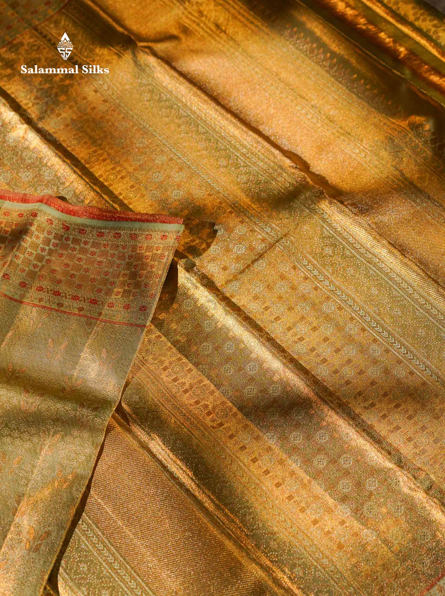 Beautiful Elaichi Green Tissue Bridal Pure Kanjivaram Silk Saree With Fancy Forest Theme Based Fancy Border
