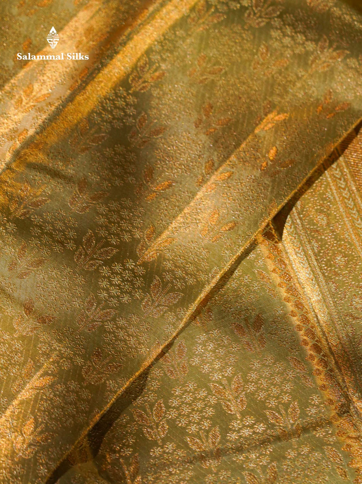 Beautiful Elaichi Green Tissue Bridal Pure Kanjivaram Silk Saree With Fancy Forest Theme Based Fancy Border