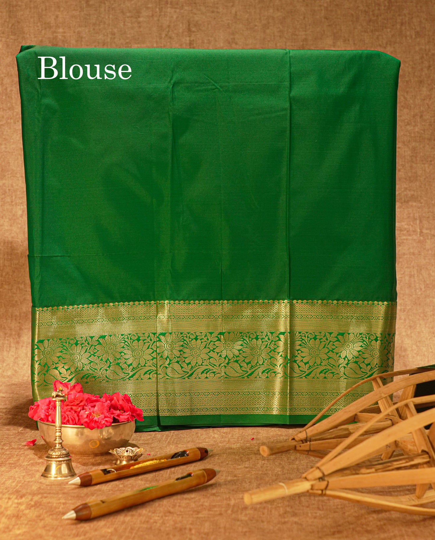 Semi Silk Pattu Pavadai ( Yellow ) With Green Blouse 36"