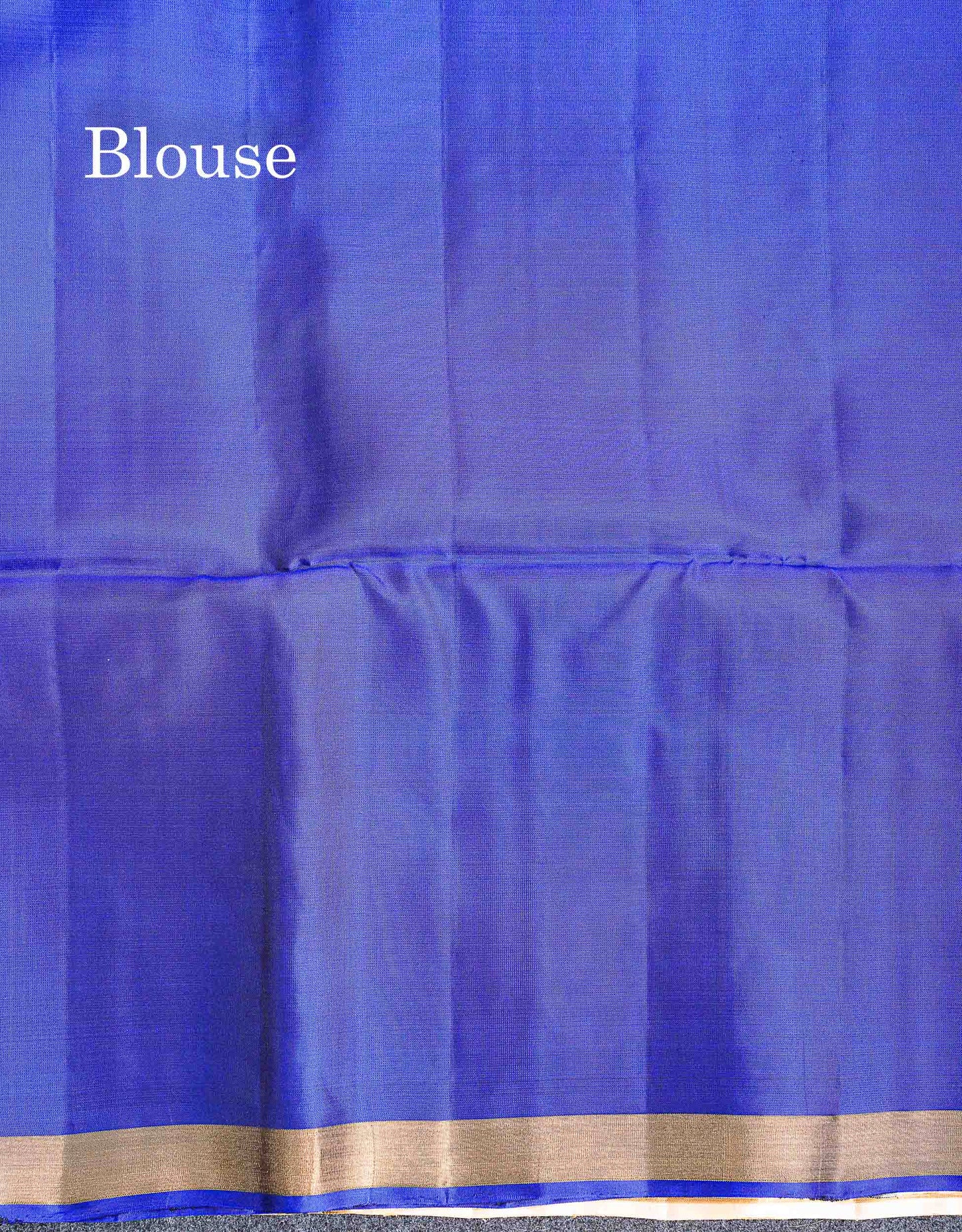 Pure Mix Soft Silk Saree - Blueish Grey Colour Body With Contrast Royal Blue Blouse