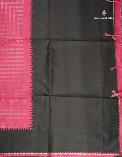 Semi Tussar Saree - Yellow Colour Body With Contrast Maroon Border