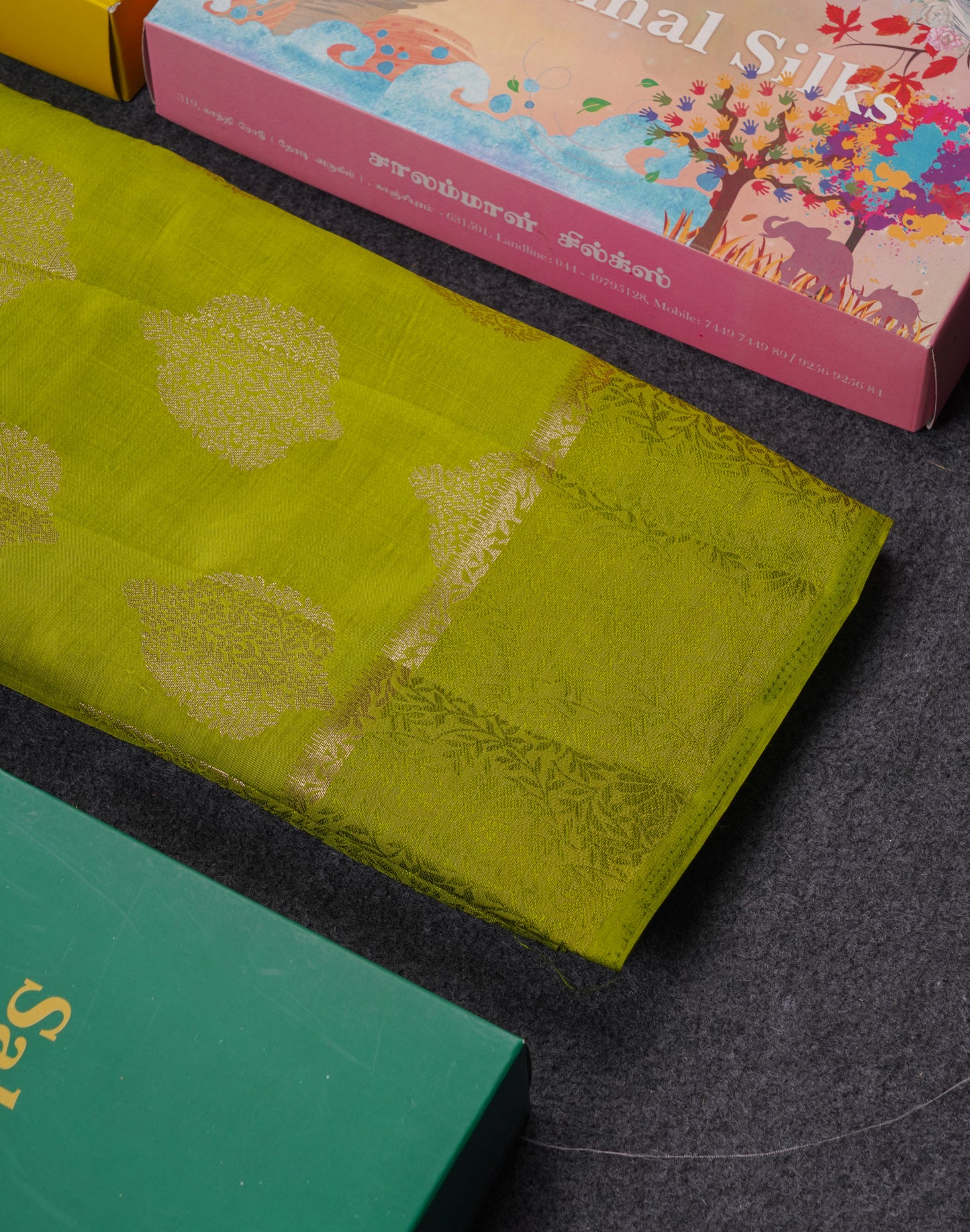 Beautiful Parrot Green Semi Tussar Saree With Fancy Border