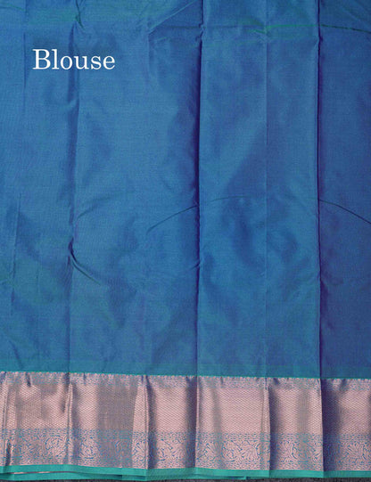 Beautiful Dual Tone Rani Pink Semi Silk Saree With Contrast Peacock Green Traditional Border