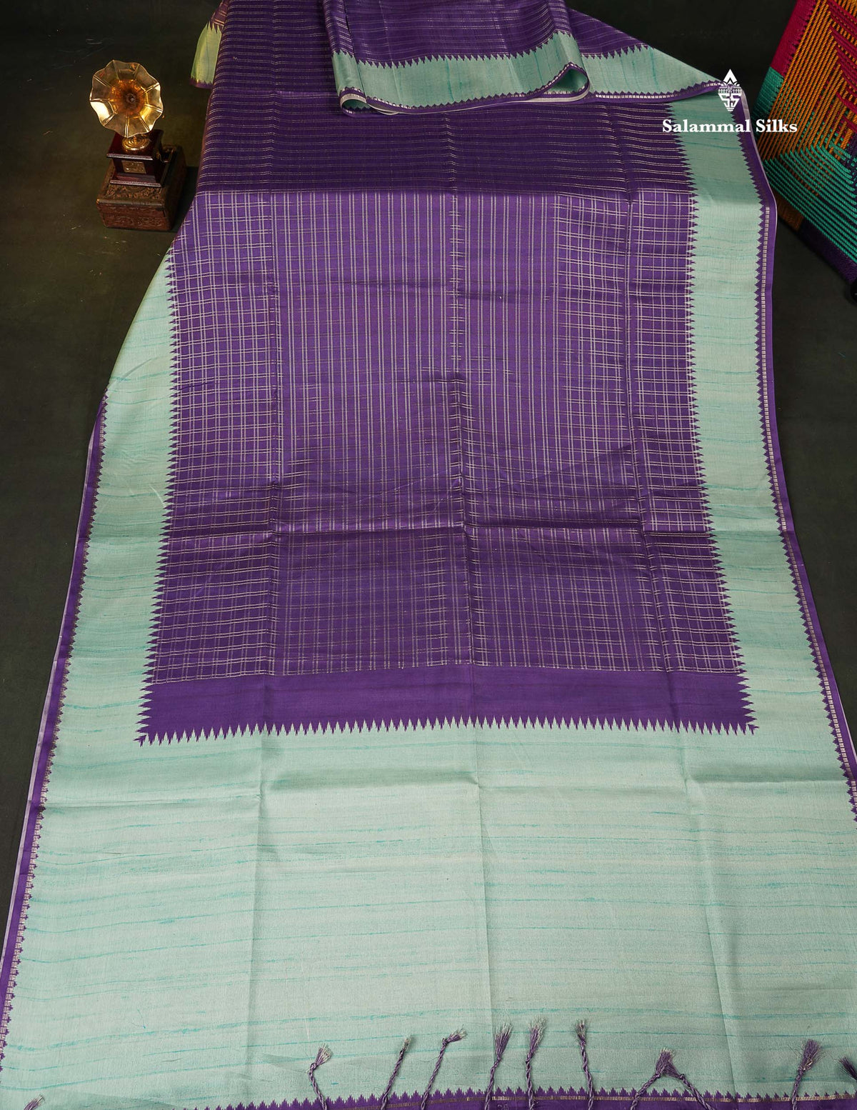 Semi Tussar Saree - Purple Colour Body With Contrast Rexona  Border