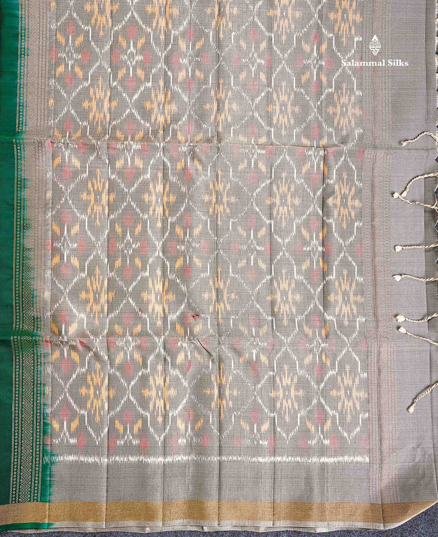 Pure Mix Soft Silk Saree - Bottle Green Colour Body With Contrast Grey White Blouse