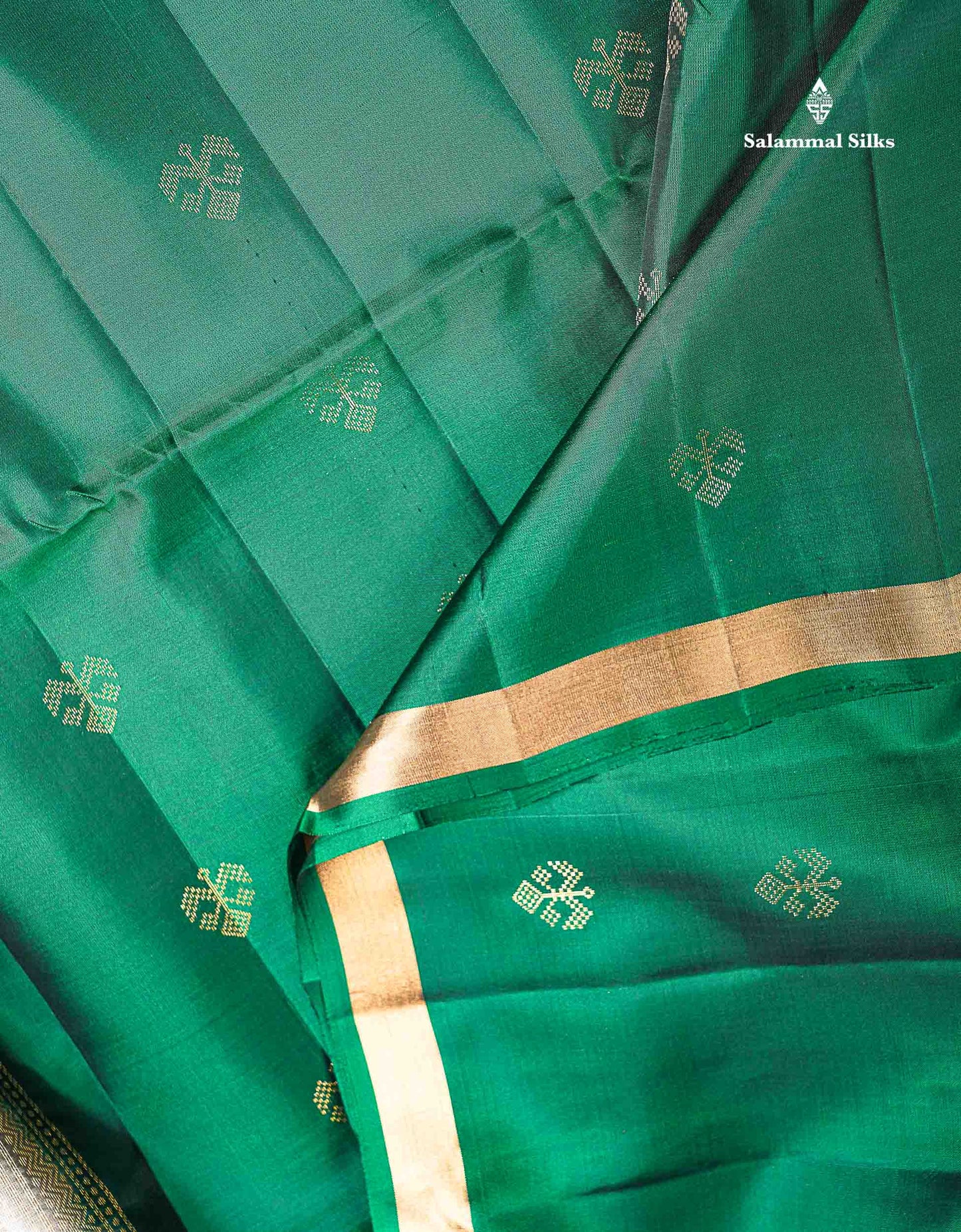 Pure Mix Soft Silk Saree - Bottle Green Colour Body With Contrast Grey White Blouse