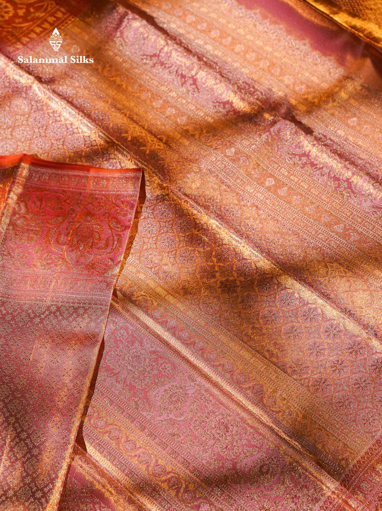 Beautiful Baby Pink Tissue Bridal Pure Kanjivaram Silk Saree With Contrast Light Pink Fancy Border