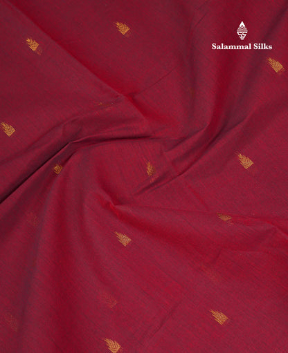 Beautiful Dual Tone Maroon Pure Cotton Saree With Contrast Orange Traditional Border