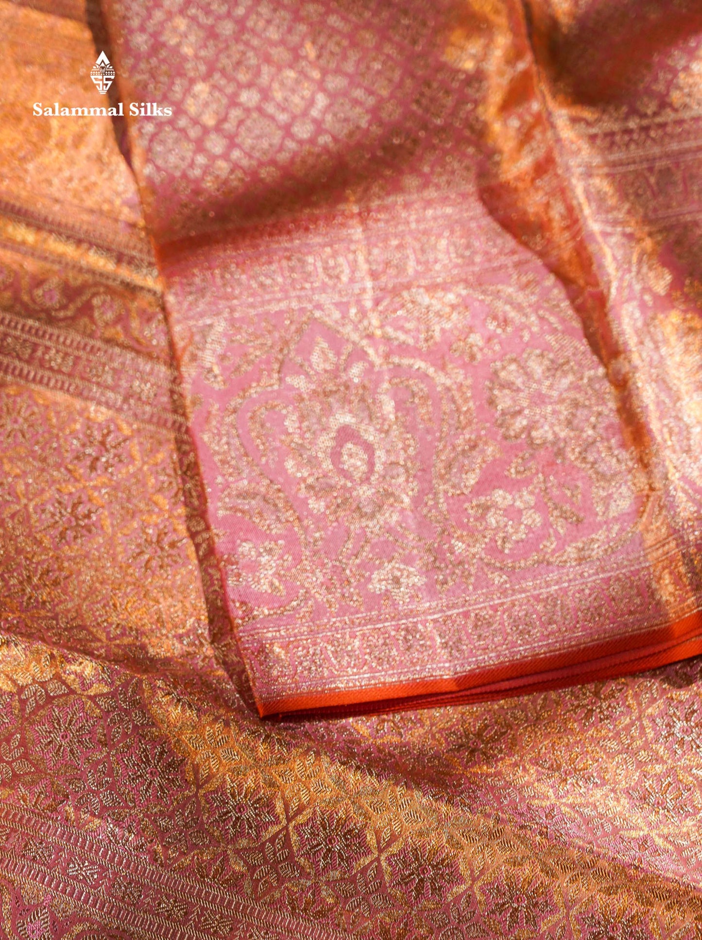 Beautiful Baby Pink Tissue Bridal Pure Kanjivaram Silk Saree With Contrast Light Pink Fancy Border