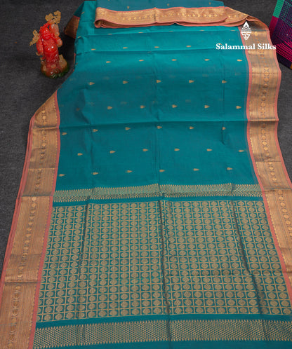 Beautiful Dual Tone Maroon Pure Cotton Saree With Contrast Orange Traditional Border