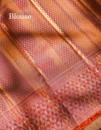 Beautiful Baby Pink Tissue Bridal Pure Kanjivaram Silk Saree With Contrast Light Pink Fancy Border