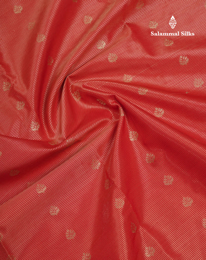 Beautiful Dual Tone Red Vaira Oosi Lines With Butta Semi Silk Saree With Contrast Dark Violet Traditional Border