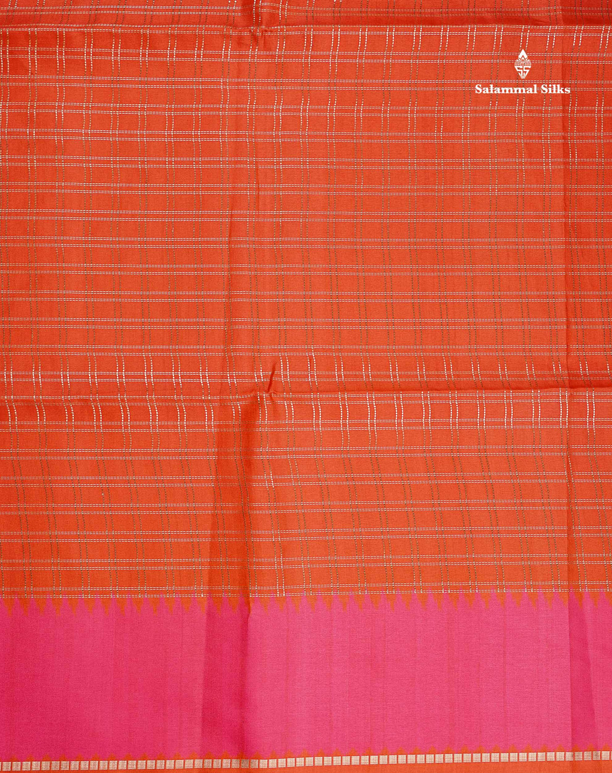 Semi Tussar Saree - Orange Colour Body With Contrast Pink Border