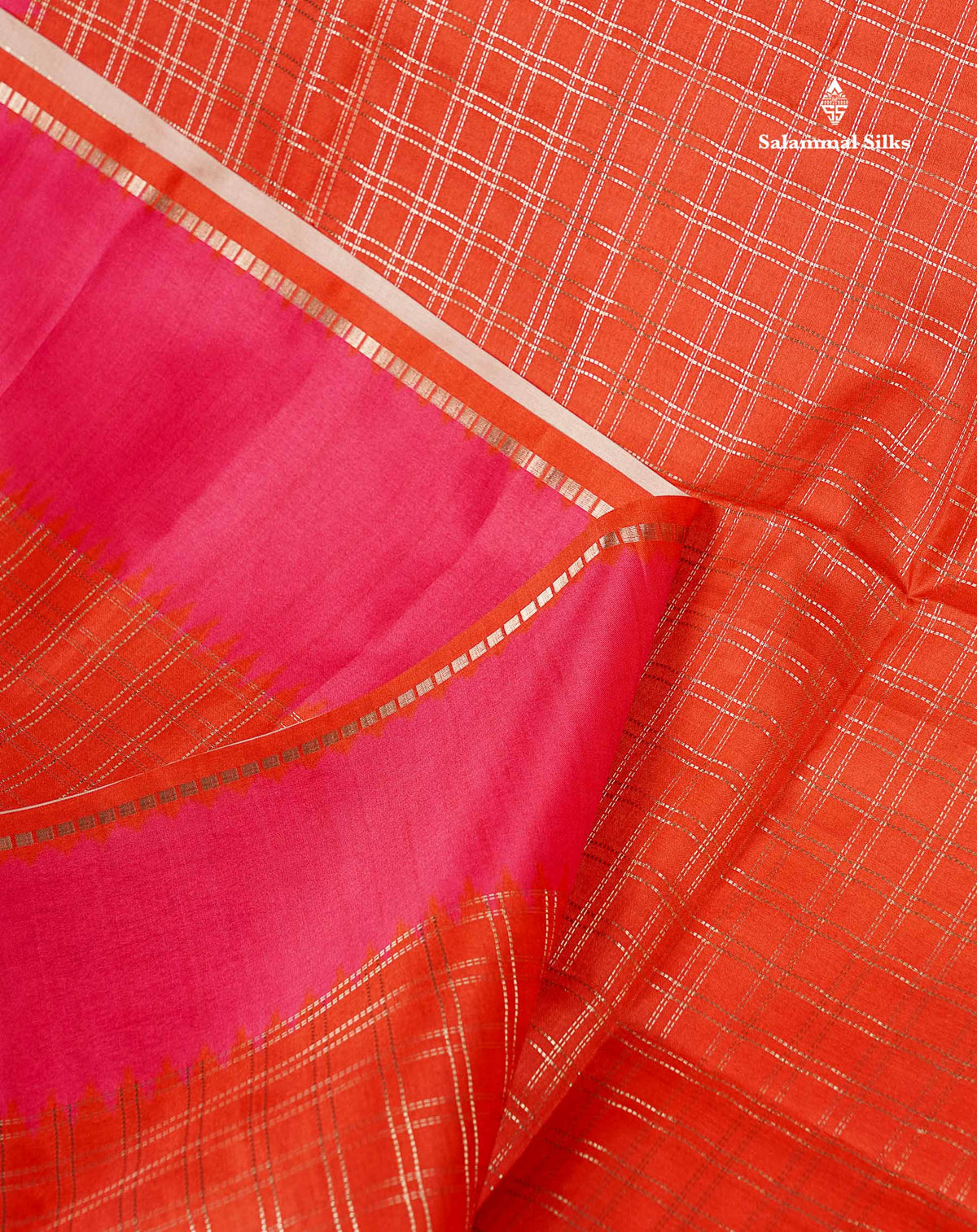 Semi Tussar Saree - Orange Colour Body With Contrast Pink Border