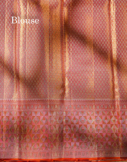 Beautiful Baby Pink Tissue Bridal Pure Kanjivaram Silk Saree With Contrast Light Pink Fancy Border