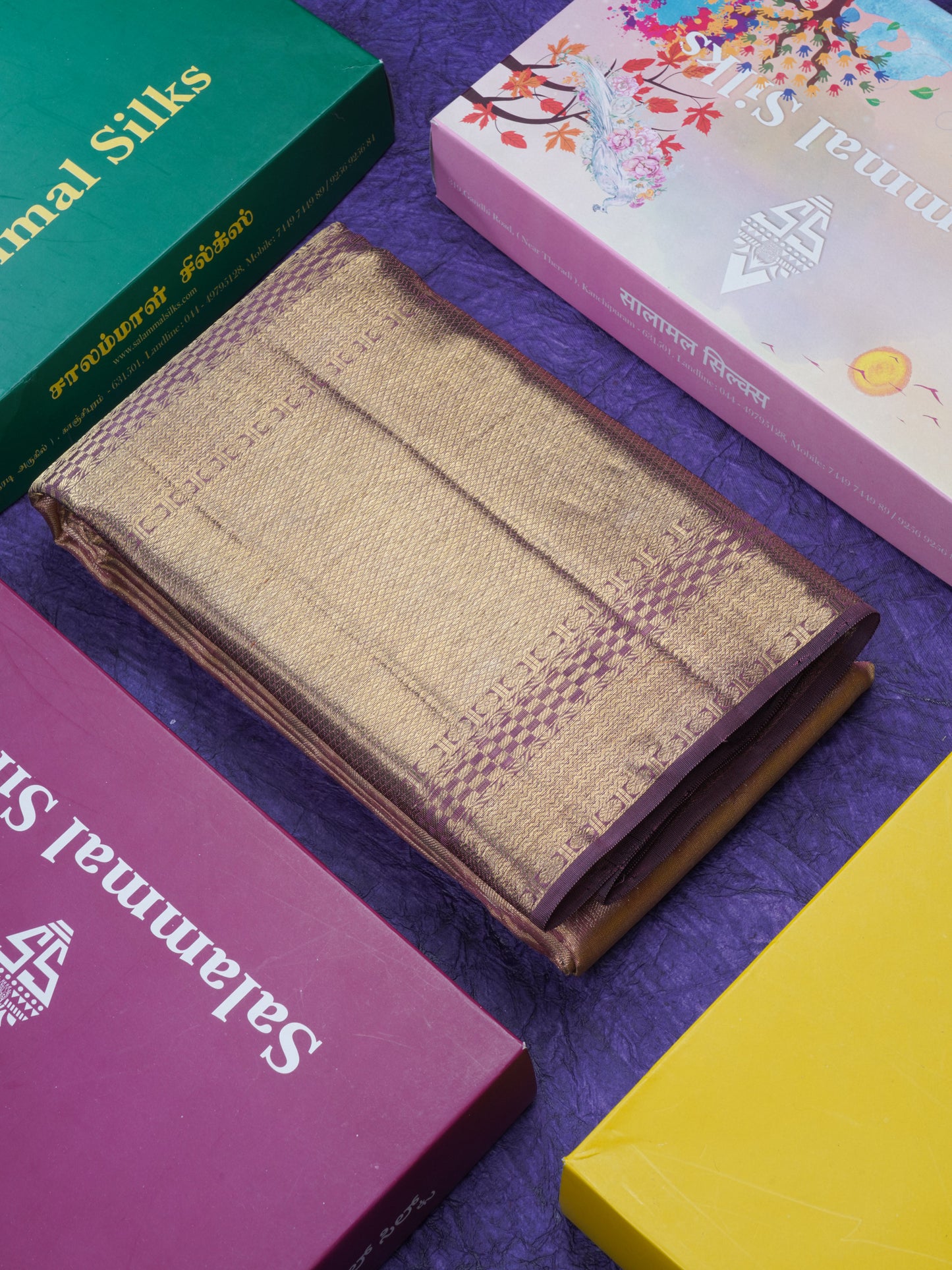 Onion Pink Tissue Pure Kanjivaram Silk Saree (2G) Zari With Contrast Long Brown Border