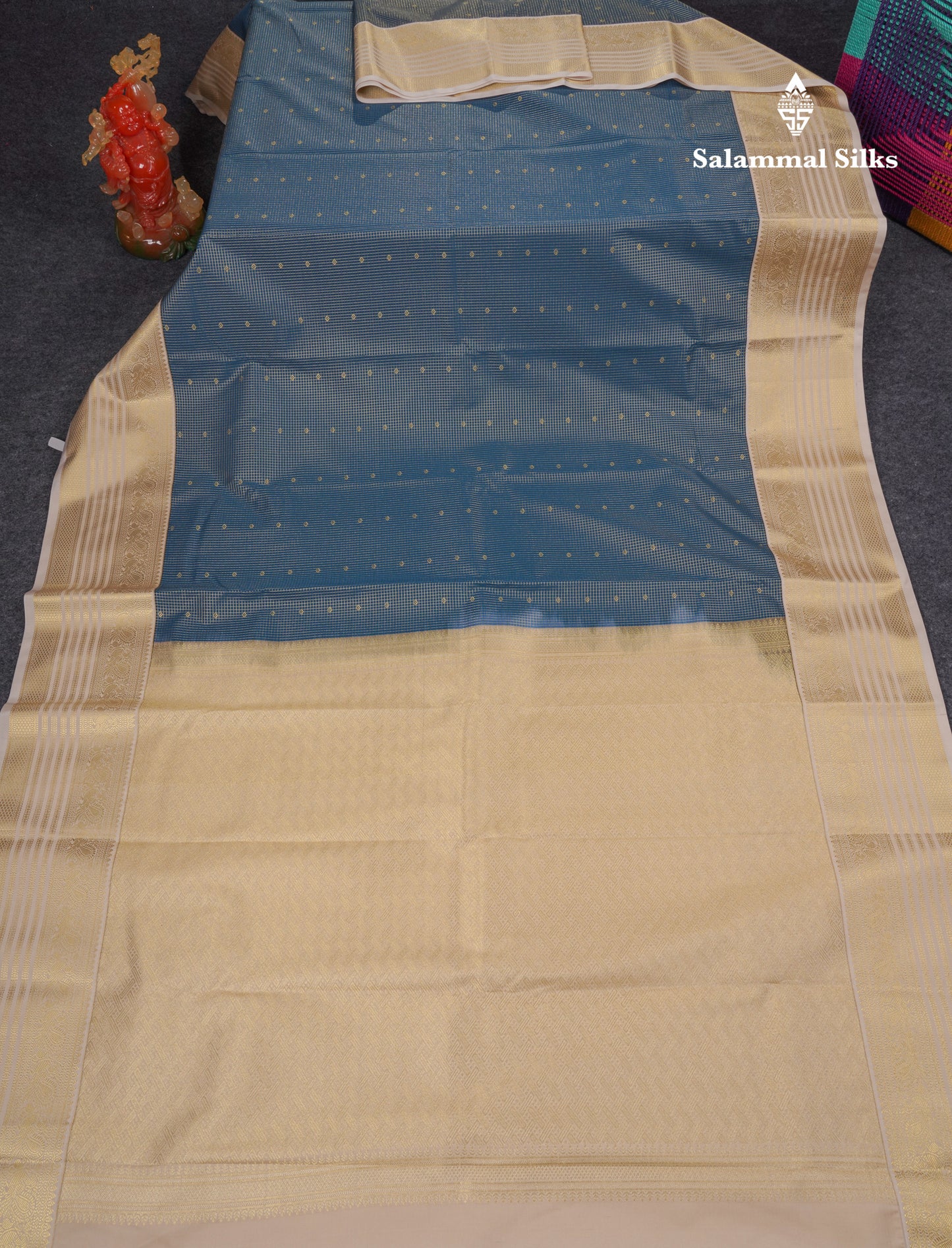 Beautiful Olive Mustard Yellow Semi Silk Saree With Contrast Dark Violet Traditional Border