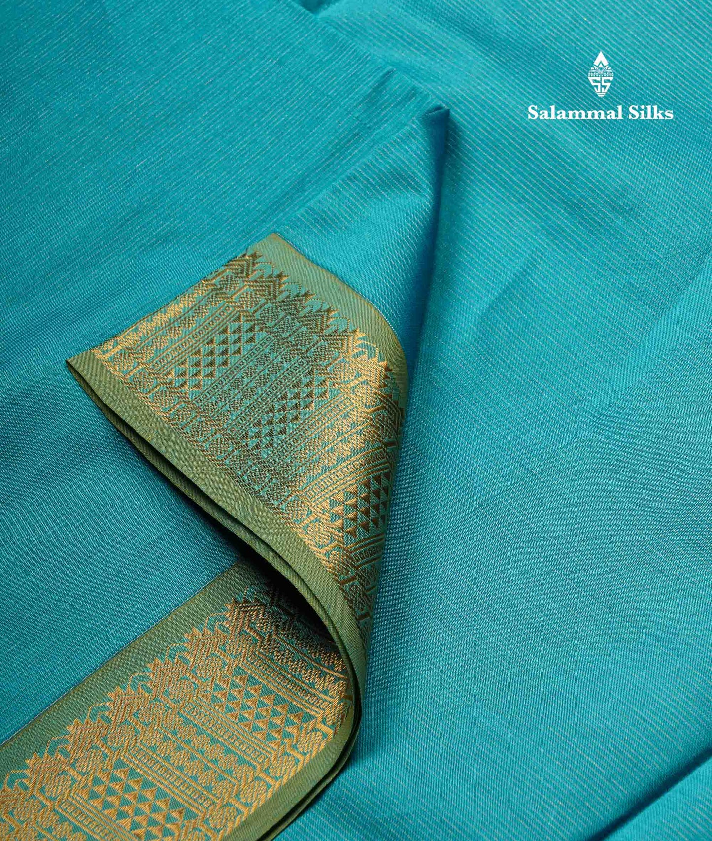 Beautiful Dual Tone Blue Vaira Oosi Lines Semi Silk Cotton Saree With Contrast Parrot Green Blouse