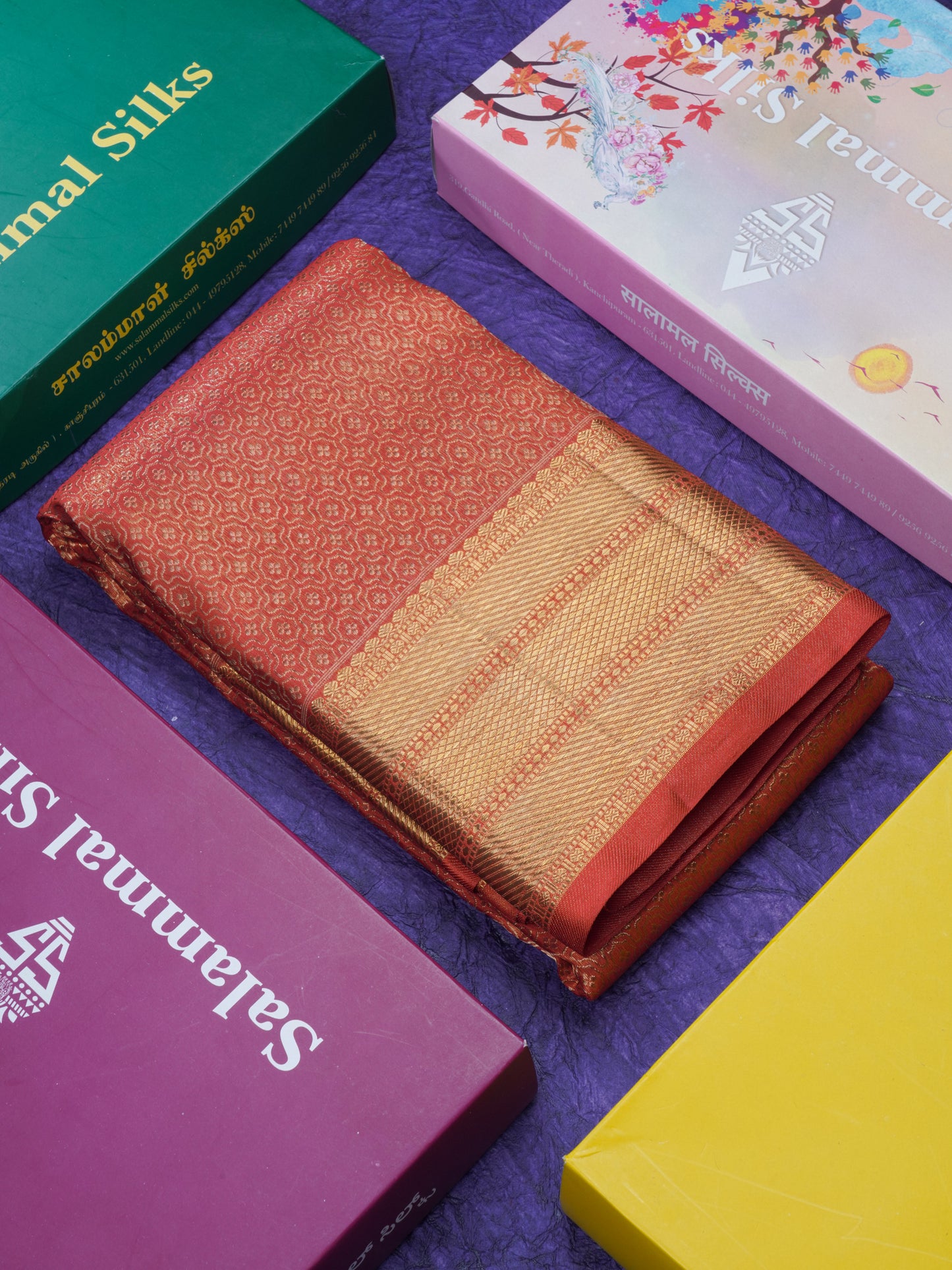 Red Pure Kanjivaram Silk Saree (2G) Zari With Gold Zari Border