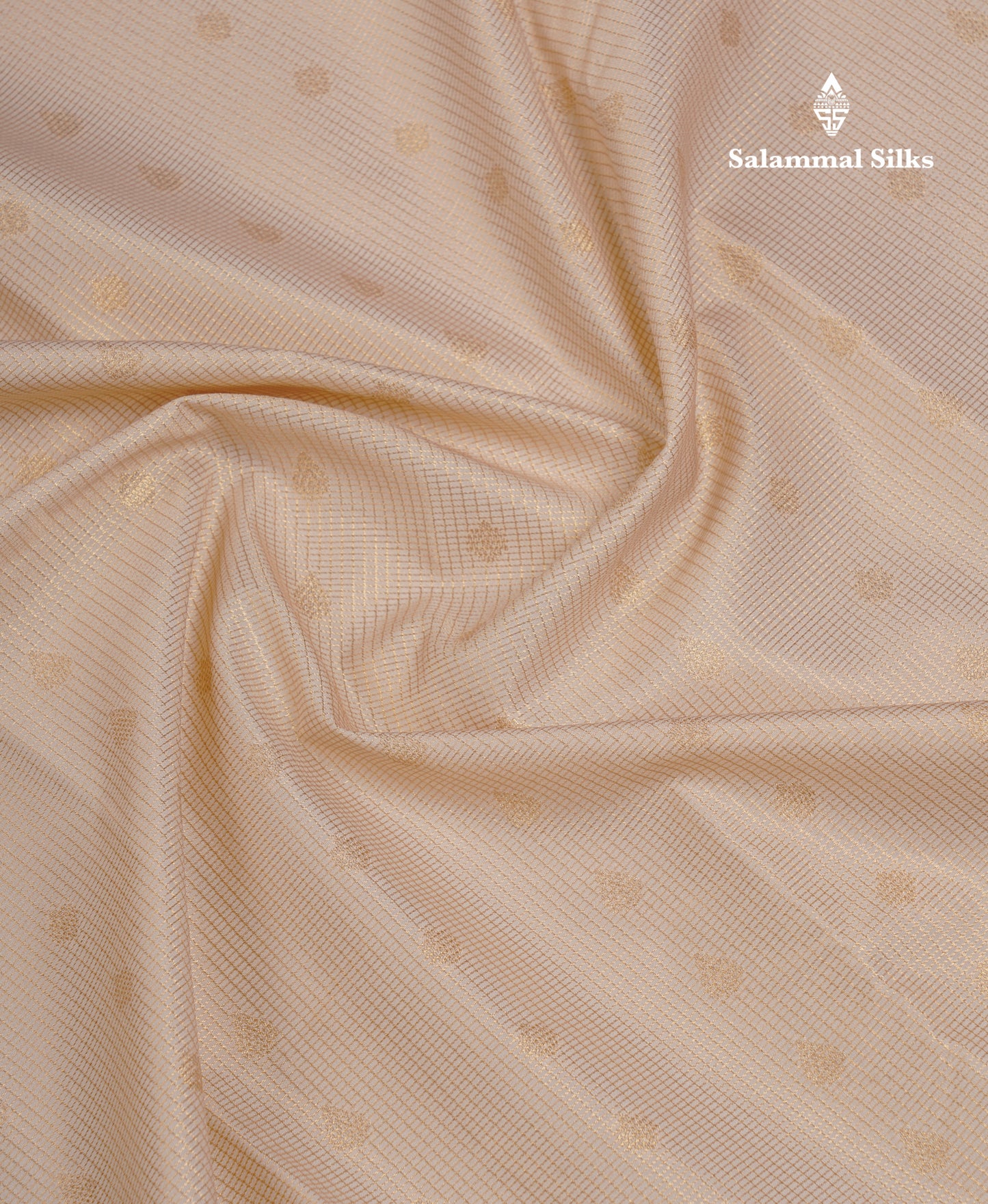 Beautiful Half White Vaira Oosi Tiny Checks With Butta Semi Silk Saree With Contrast Dark Violet Traditional Border