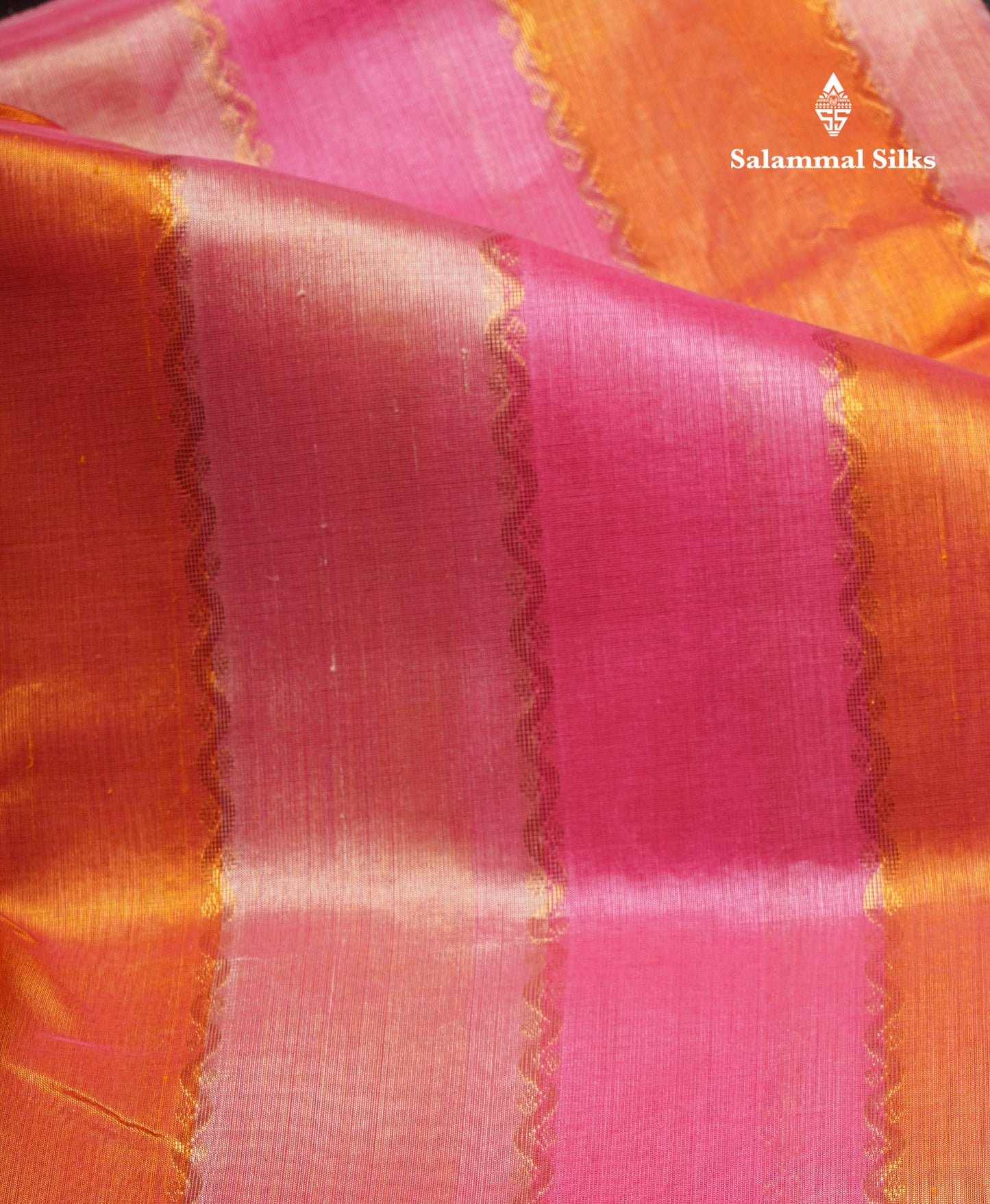 Beautiful Multicolour Pure Silk Cotton Saree With Contrast Dark Brown Traditional Border