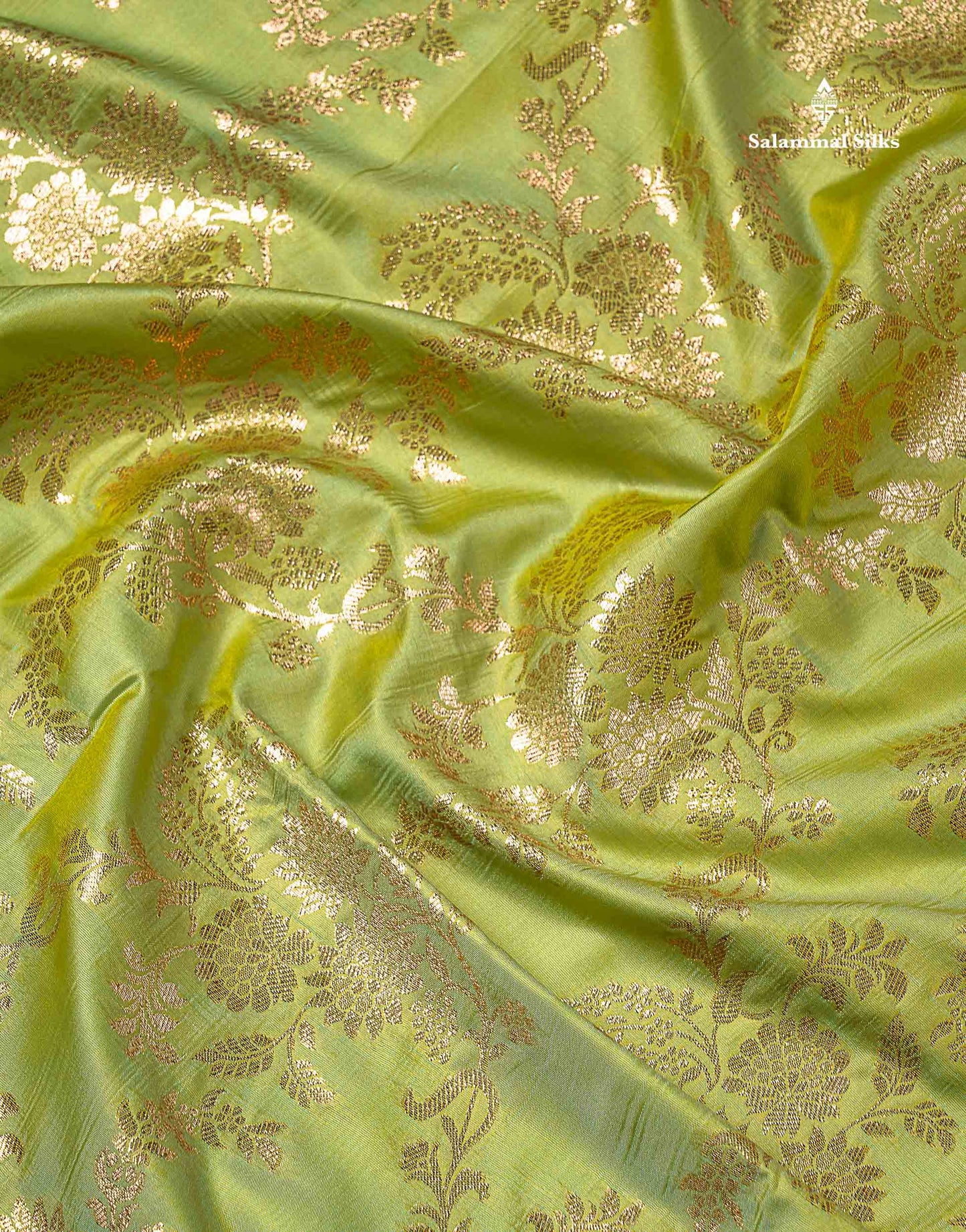 Semi Banaras Saree - Pista Green Colour Body With Fancy Border