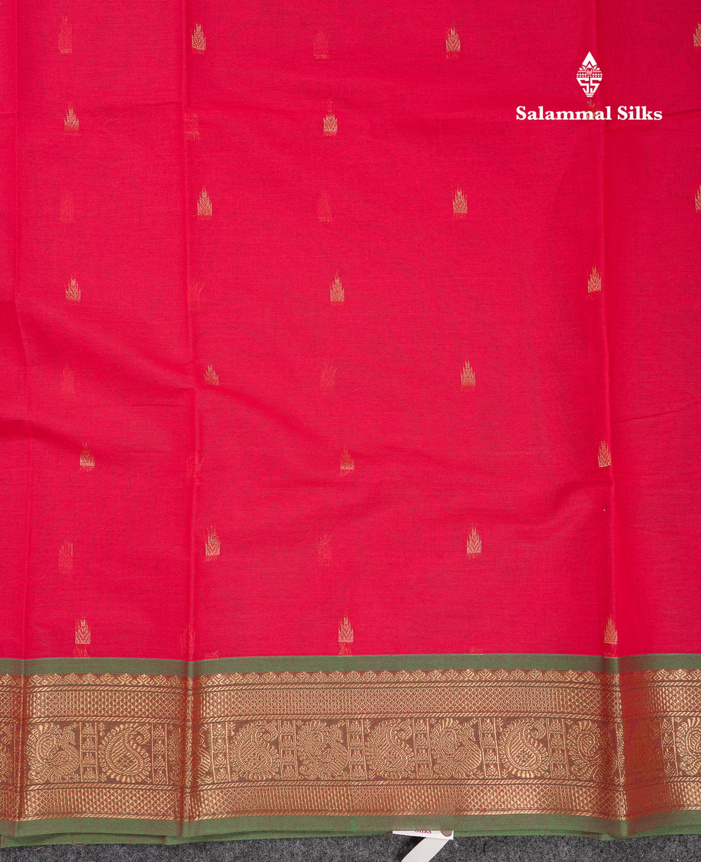 Beautiful Orange Pure Cotton Saree With Contrast Parrot Green Traditional Border