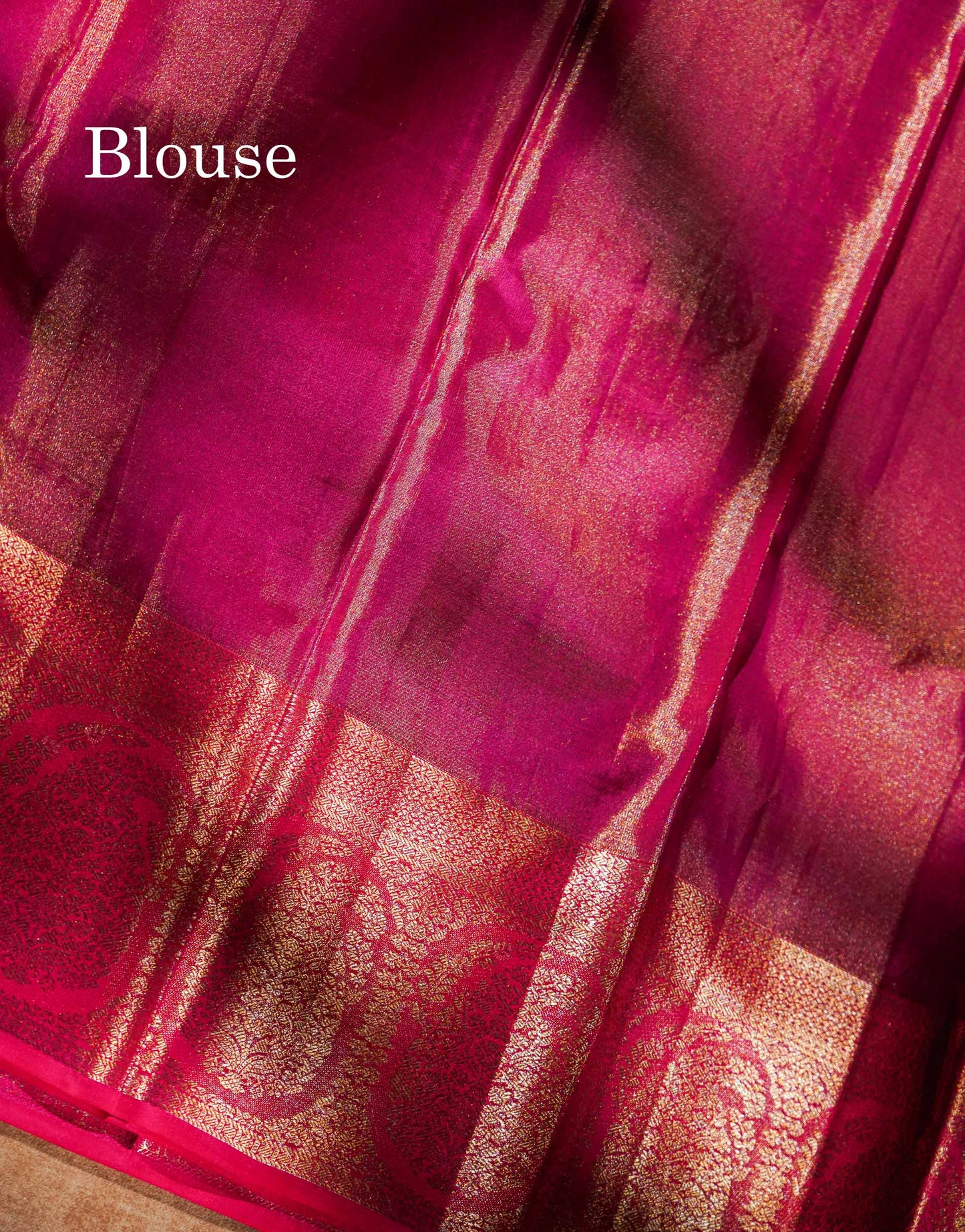 Beautiful Gold Tissue Menakari Work Pure Kanjivaram Silk Saree With Contrast Pink Border