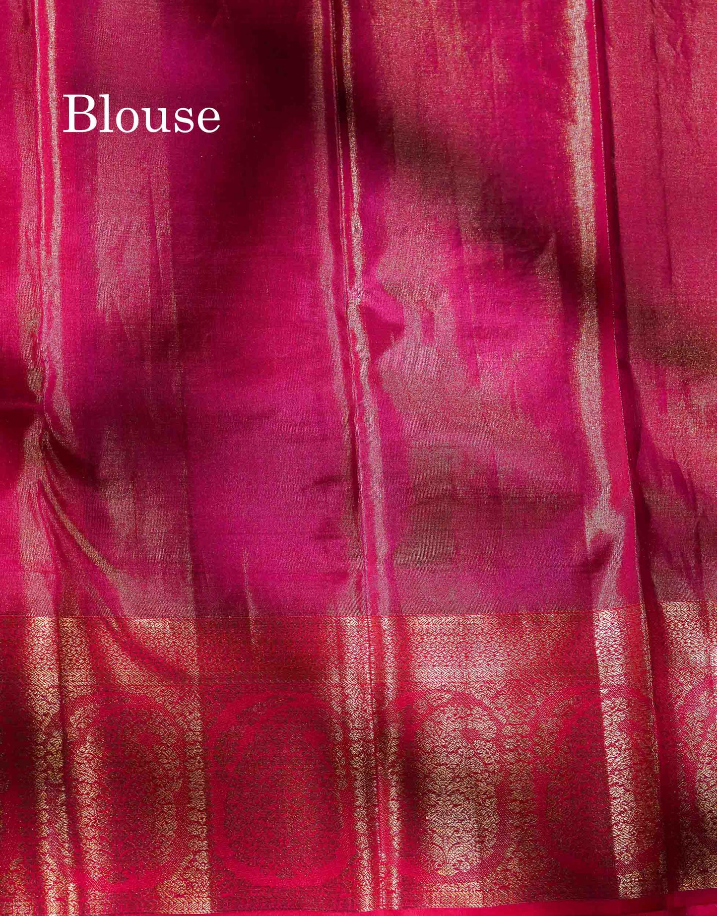 Beautiful Gold Tissue Menakari Work Pure Kanjivaram Silk Saree With Contrast Pink Border