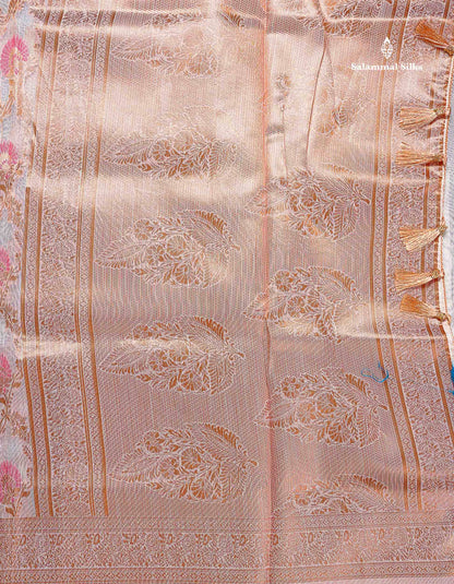 Mulberry Cotton Mix Saree - White Colour Body Menakari Work With Fancy Border