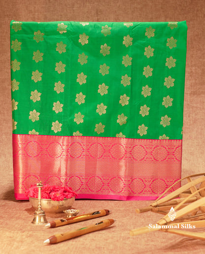 Semi Silk Pattu Pavadai ( Green ) With Pink Blouse 36"