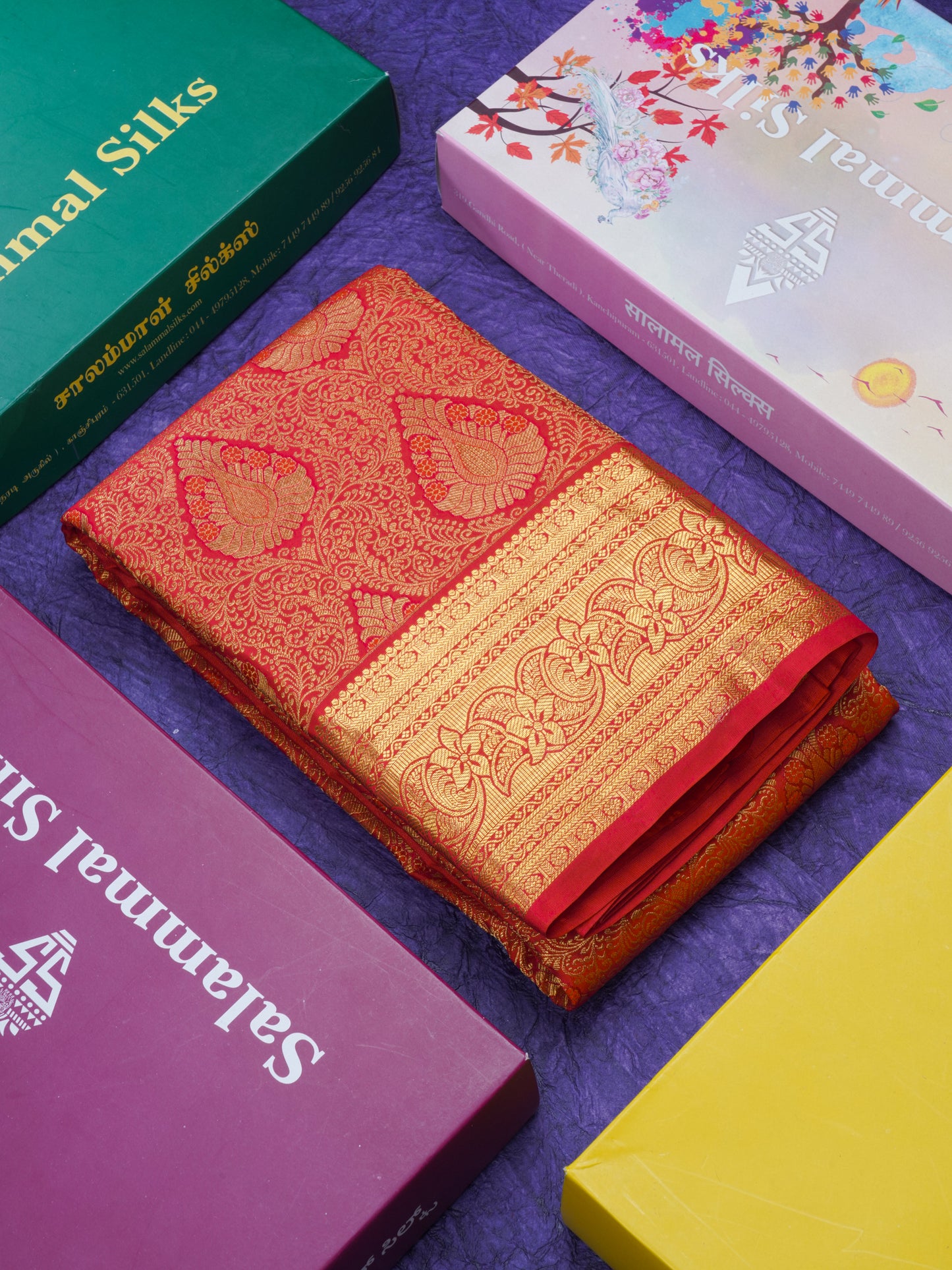 Reddish Pink Bridal Pure Kanjivaram Silk Saree With Traditional Border