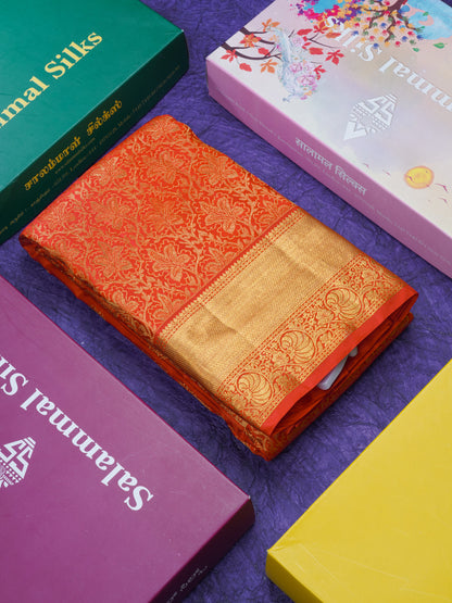 Red Colour Kanjivaram Pure Silk Saree With Self Border