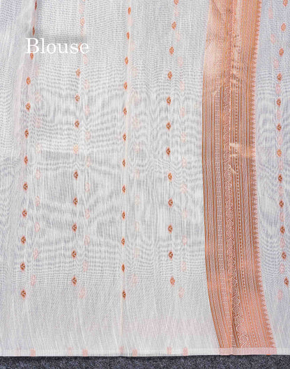 Mulberry Cotton Mix Saree - White Colour Body Menakari Work With Fancy Border