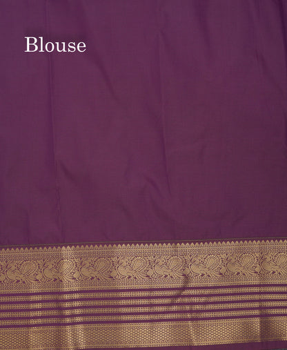 Beautiful Olive Mustard Yellow Semi Silk Saree With Contrast Dark Violet Traditional Border