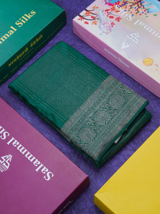 Bottle Green Fancy Pure Kanjivaram Silk Saree With Self Border
