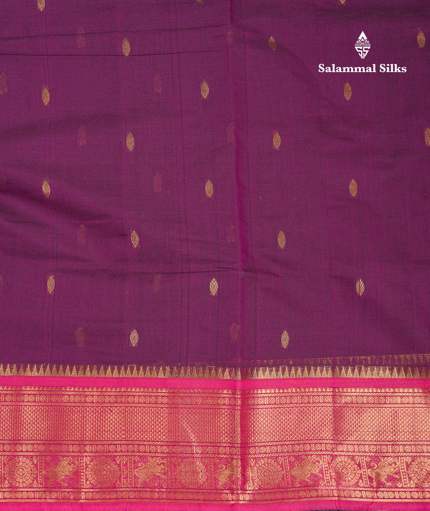 Beautiful Parrot Green Pure Cotton Saree With Contrast Pink Traditional Border