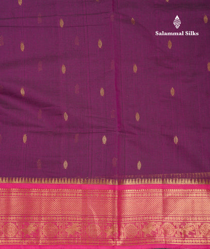 Beautiful Parrot Green Pure Cotton Saree With Contrast Pink Traditional Border