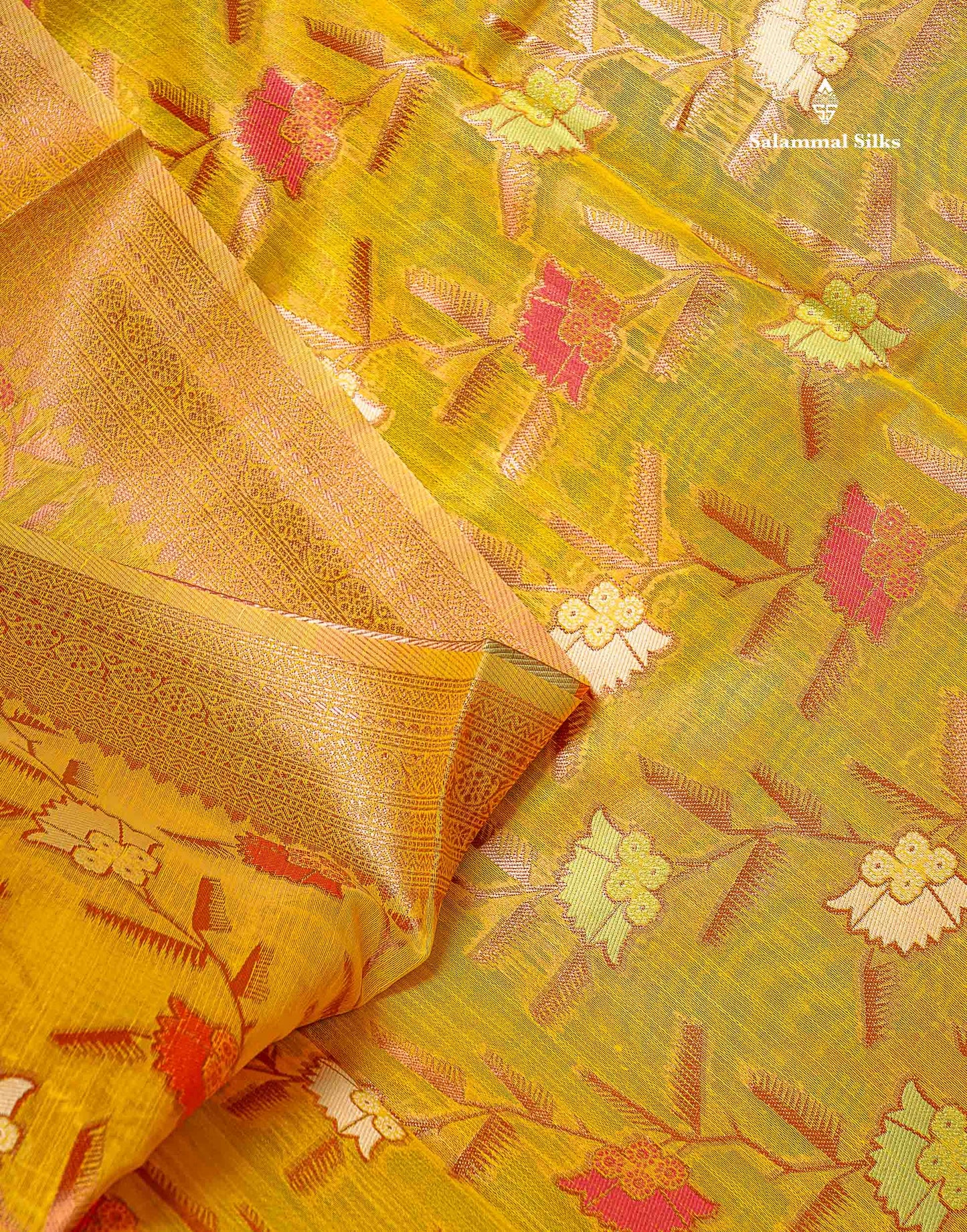 Mulberry Cotton Mix Saree - White Colour Body Menakari Work With Fancy Border