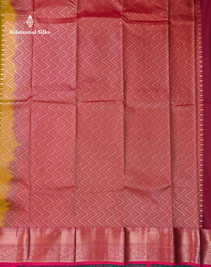 Beautiful Olive Green Semi Silk Saree With Contrast Maroon Traditional Border